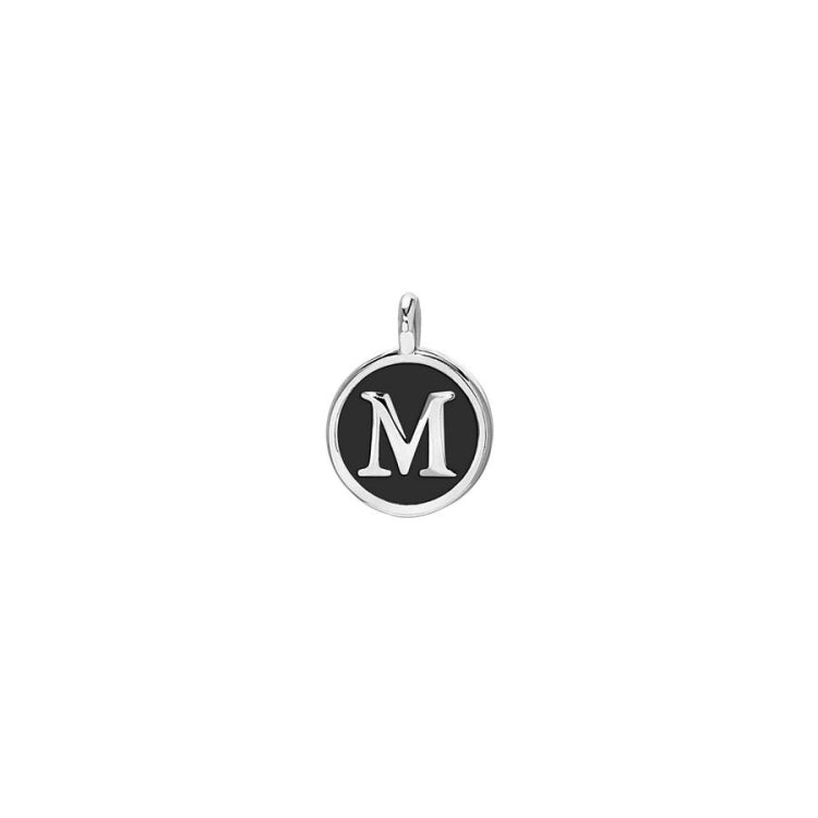 Black Enamel Initial Charm