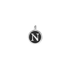Black Enamel Initial Charm