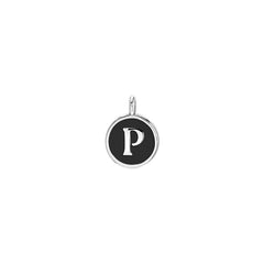 Black Enamel Initial Charm
