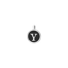 Black Enamel Initial Charm