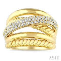 1/2 Ctw Round Cut Diamond Aeris Gold Criss Cross Fashion Ring in 14K Yellow Gold