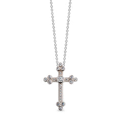 Micropave Cross Pendant with Ornate Ends