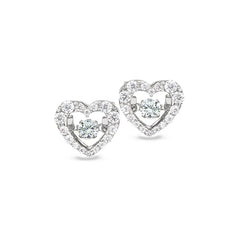Heart Shaped Dancing Stone Stud Earrings