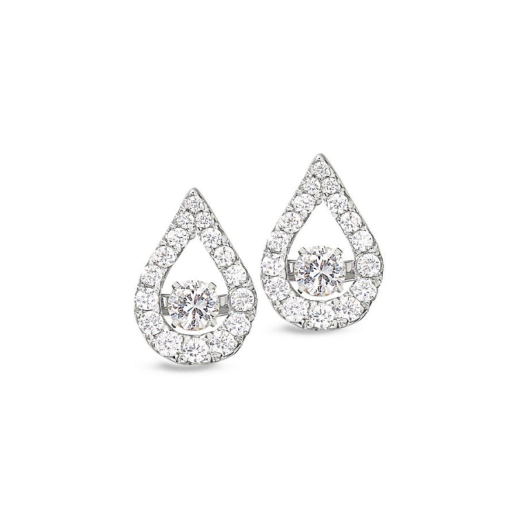 Teardrop Shaped Dancing Stone Stud Earrings