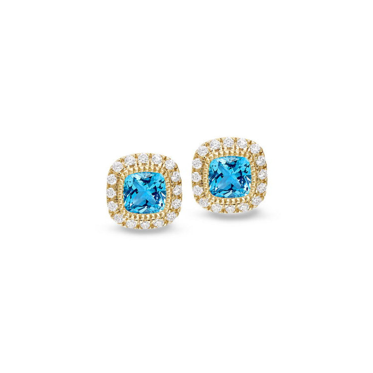 Cushion Cut December Birthstone Stud Earrings