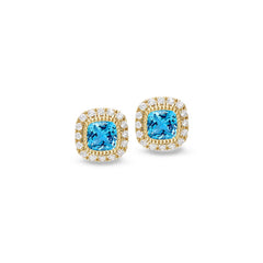 Cushion Cut December Birthstone Stud Earrings