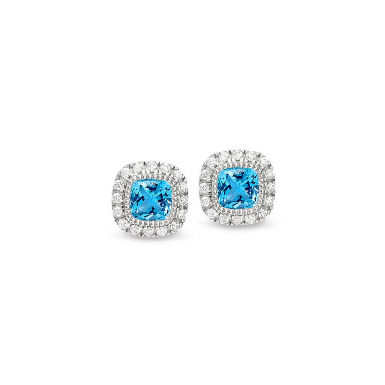 Cushion Cut December Birthstone Stud Earrings