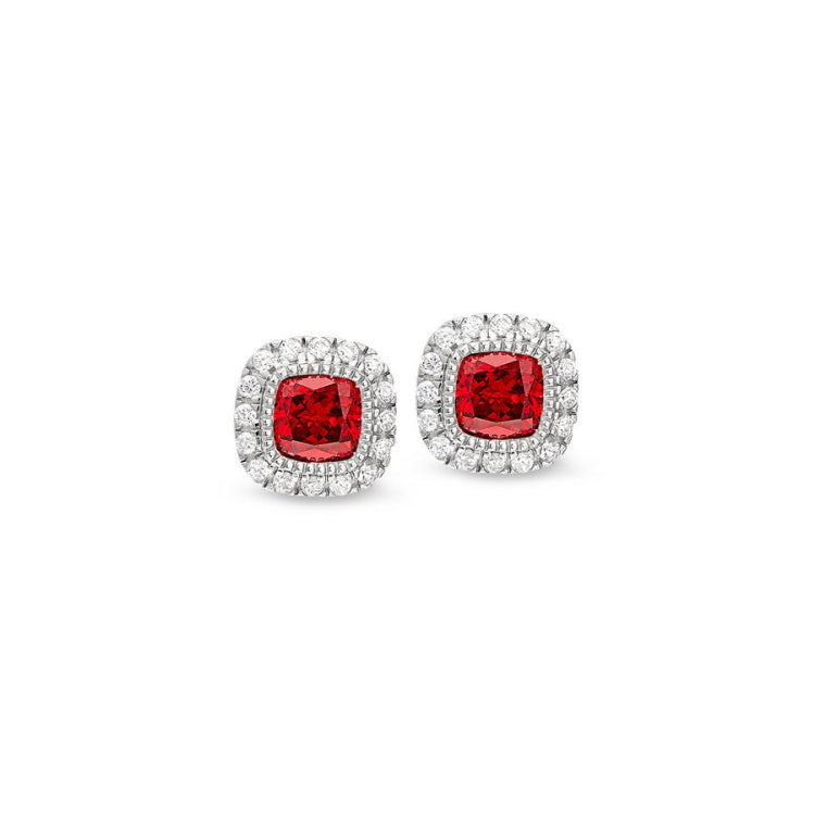 Cushion Cut January Birthstone Stud Earrings