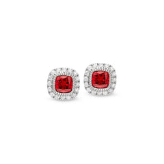 Cushion Cut January Birthstone Stud Earrings