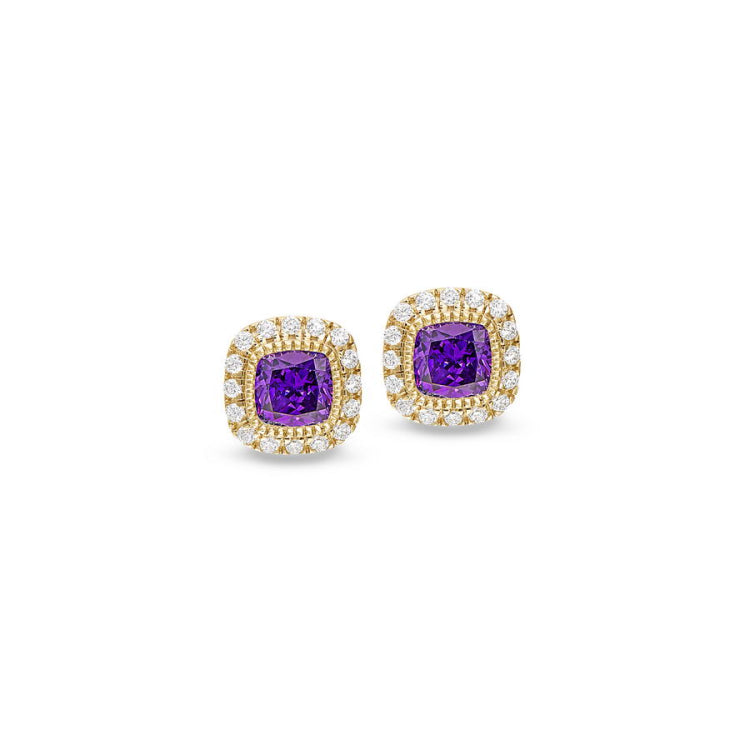 Cushion Cut February Birthstone Stud Earrings