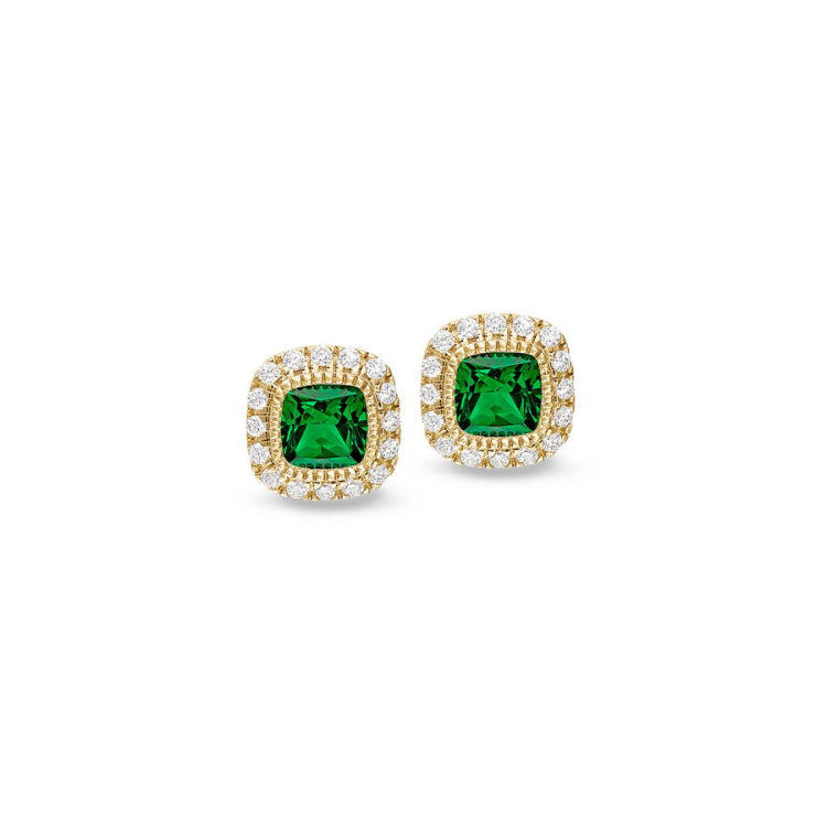 Cushion Cut May Birthstone Stud Earrings