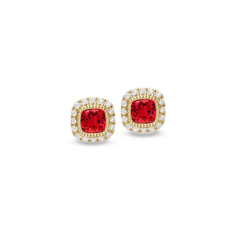 Cushion Cut July Birthstone Stud Earrings