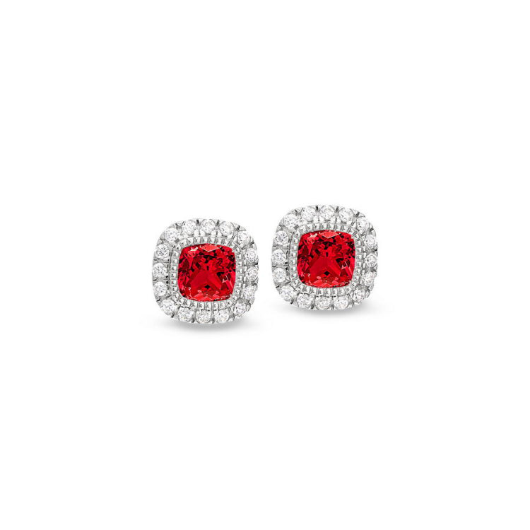 Cushion Cut July Birthstone Stud Earrings