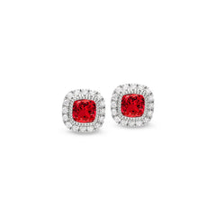 Cushion Cut July Birthstone Stud Earrings