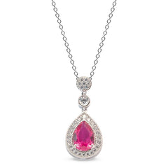 Simulated Ruby Teardrop Pendant