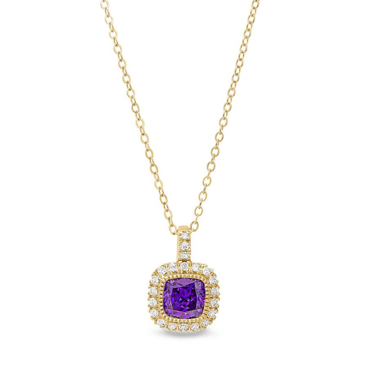 Cushion Cut February Birthstone Pendant