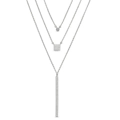 Three Layered Chain Necklace with Drop Bar