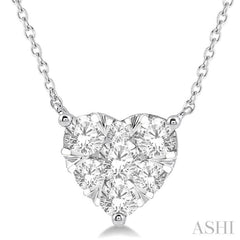 1 Ctw Lovebright Diamond Heart Pendant With Chain in 14K White Gold