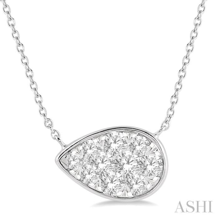 1/2 Ctw Pear Shape Lovebright Diamond Pendant With Chain in 14K White Gold