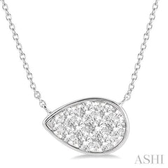 1/2 Ctw Pear Shape Lovebright Diamond Pendant With Chain in 14K White Gold