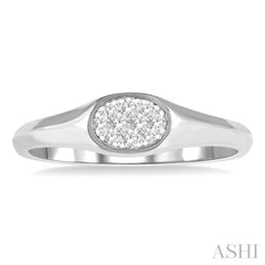 1/8 Ctw Oval Shape Lovebright Diamond Ring in 14K White Gold