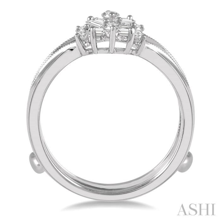 3/8 Ctw Baguette and Round Cut Diamond Insert Ring in 14K White Gold
