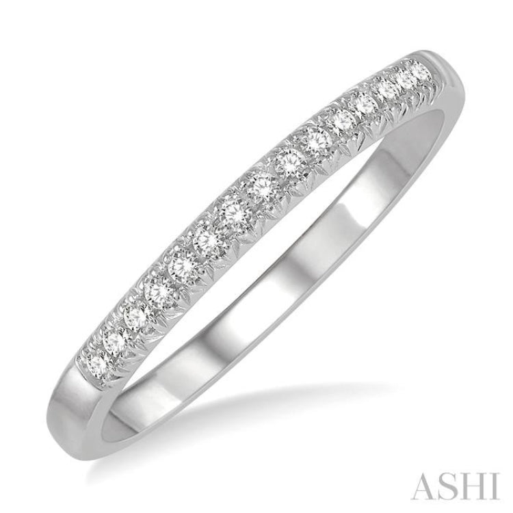 1/10 Ctw 15Stones Round Cut Diamond Wedding Band in 14K White Gold