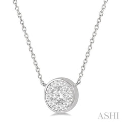 1/3 Ctw Round Shape Lovebright Diamond Pendant With Chain in 14K White Gold