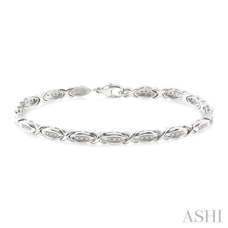 1/6 Ctw 'X' Shape Round Cut Diamond Bracelet in Sterling Silver