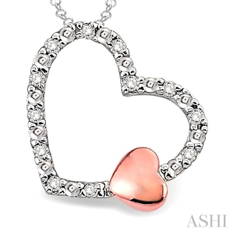 1/20 Ctw Heart Shape Round Cut Diamond Pendant in Sterling Silver with Chain