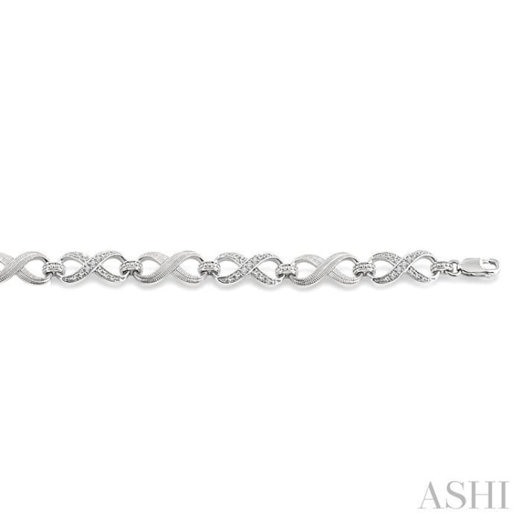 1/10 Ctw Round Cut Diamond Swirl bracelet in Sterling Silver