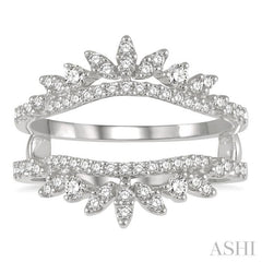 1/2 Ctw Pod Accent Crown Round Cut Diamond Insert Ring in 14K White Gold