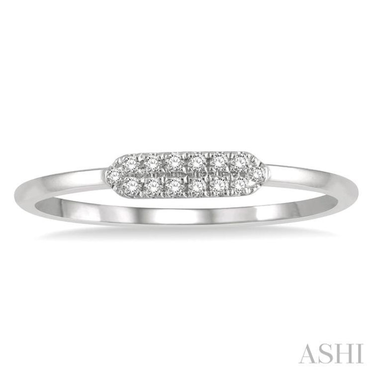 1/20 Ctw Pointed Pod Round Cut Diamond Stackable Petite Fashion Ring in 10K White Gold