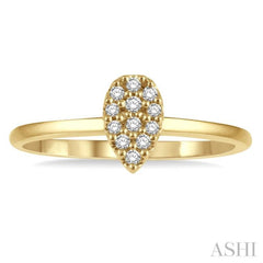 1/10 Ctw Pear Shape Mount Round Cut Diamond Petite Ring in 10K Yellow Gold