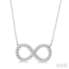 1/2 Ctw Round Cut Diamond Infinity Pendant With Chain in 14K White Gold