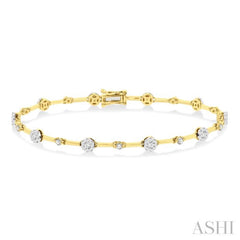1 Ctw Lovebright Round Cut Diamond Bar Bracelet in 14K Yellow and White Gold
