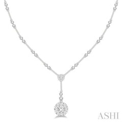 1 7/8 Ctw Circular Bar Link Lovebright Round Cut Diamond Necklace in 14K White Gold