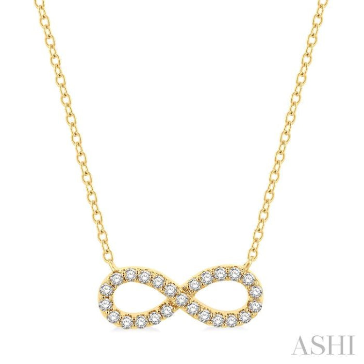 1/4 Ctw Round Cut Diamond Infinity Pendant With Chain in 14K Yellow Gold