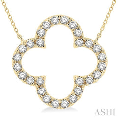 3/4 Ctw Clover Round Cut Diamond Pendant With Chain in 14K Yellow Gold