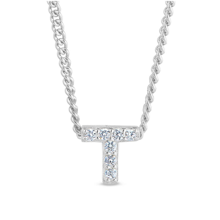 Platinum Finish Initial Pendant - A