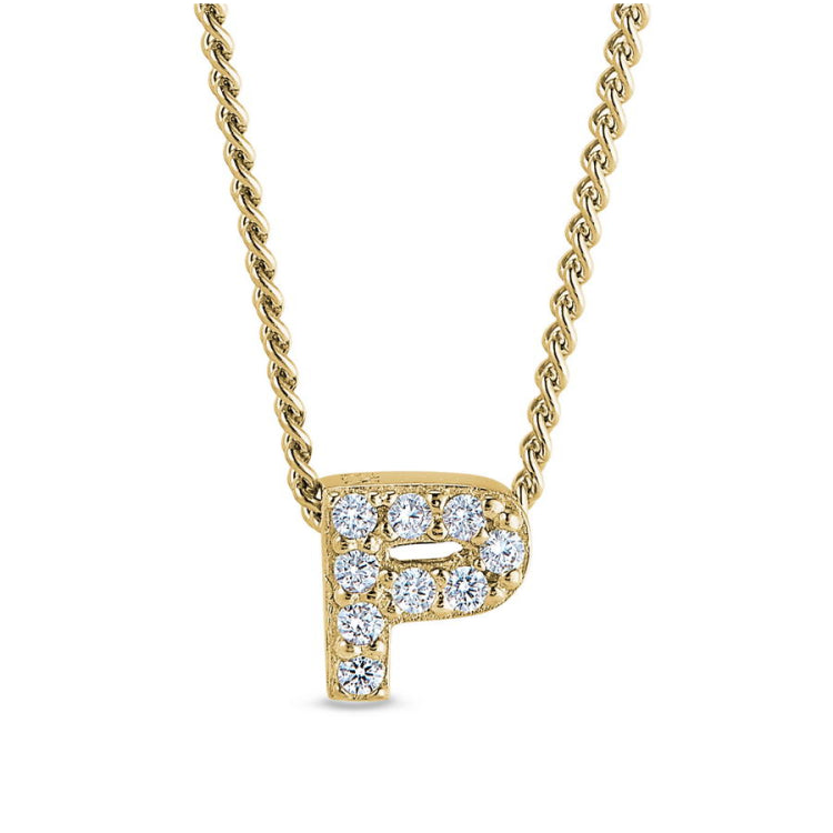 Gold Finish Initial Pendant - A