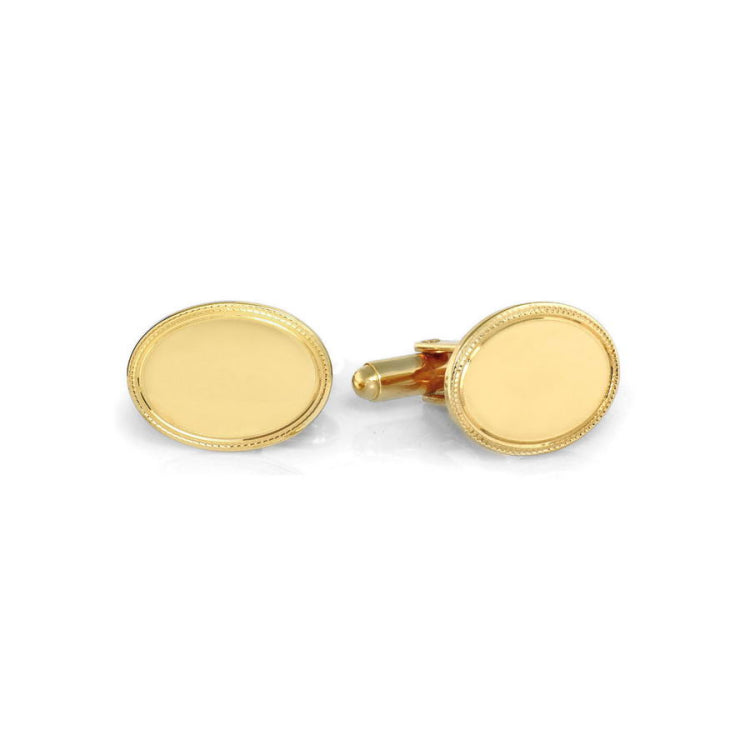 Polished Oval Cufflinks with Etched Border