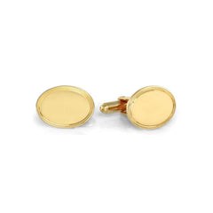Polished Oval Cufflinks with Etched Border