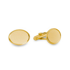 Sandblasted Oval Cufflinks with Etched Border