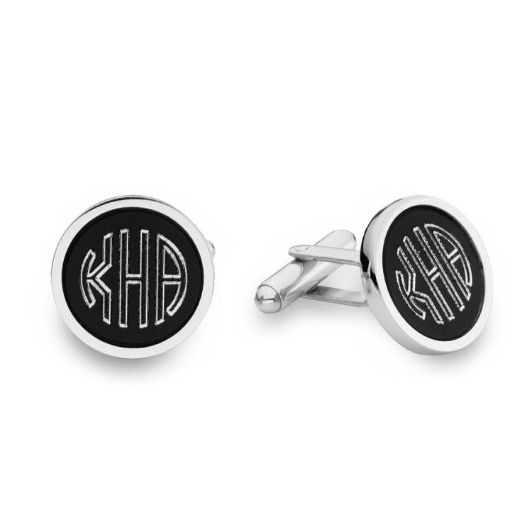 Round Cufflinks with Black Aluminum