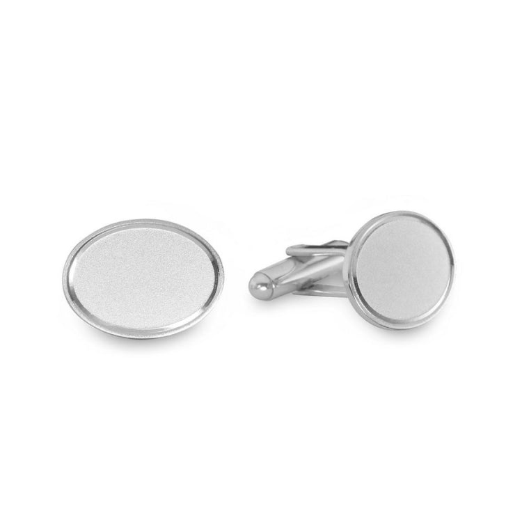 Sandblasted Oval Cufflinks with Etched Border