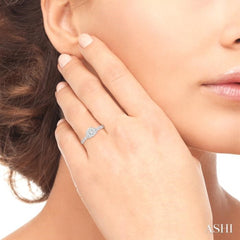1/3 Ctw Marquise Shank Circular Lovebright Round Cut Diamond Engagement Ring in 14K White Gold