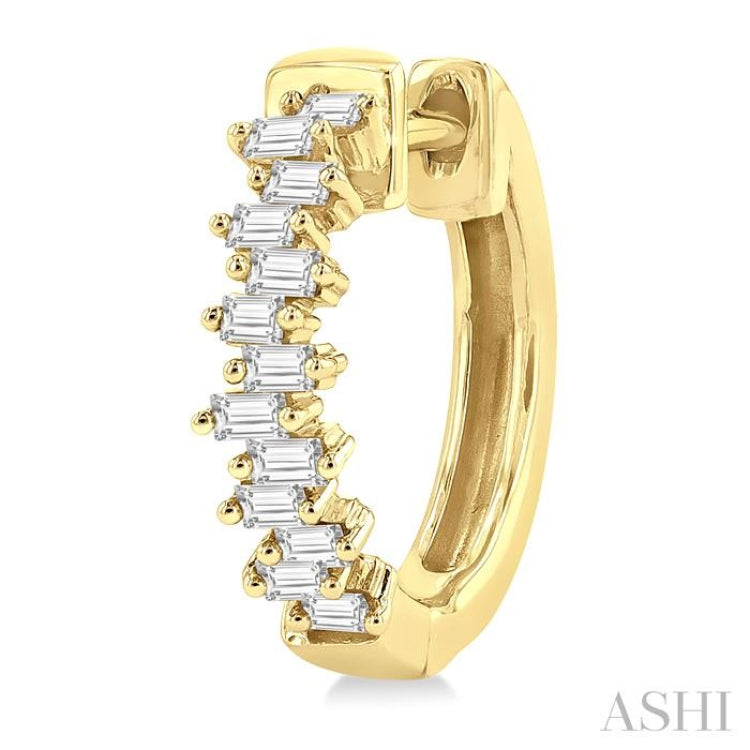 1/3 Ctw Petite Scatter Baguette Cut Diamond Fashion Huggies in 10K Yellow Gold