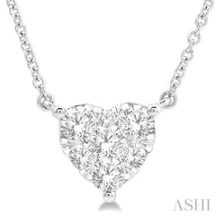 1/2 Ctw Lovebright Diamond Heart Pendant With Chain in 14K White Gold