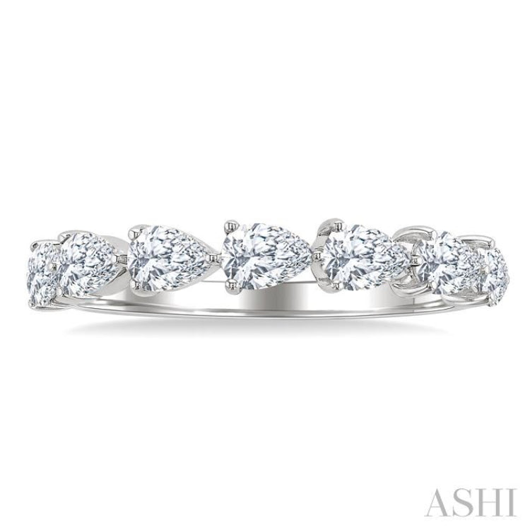 1 Ctw East-West Pear Shape Diamond Fashion Band in 14K White Gold